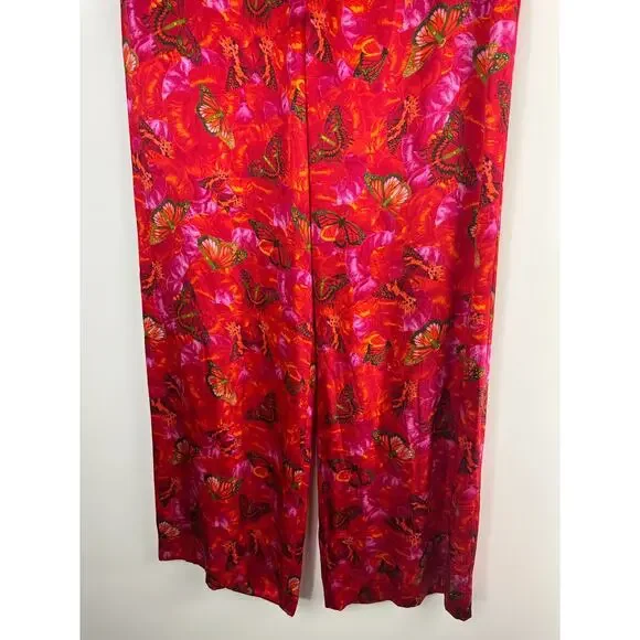 L'AGENCE Luvvy Butterfly Print Silk Straight Leg Trousers Women's Medium ? Pants - Picture 13 of 16